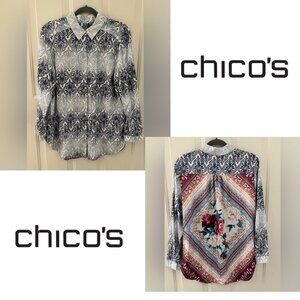💥SALE FINAL OFFER💥 Chico's size 2 equivalent Large Shirt Floral Back Side